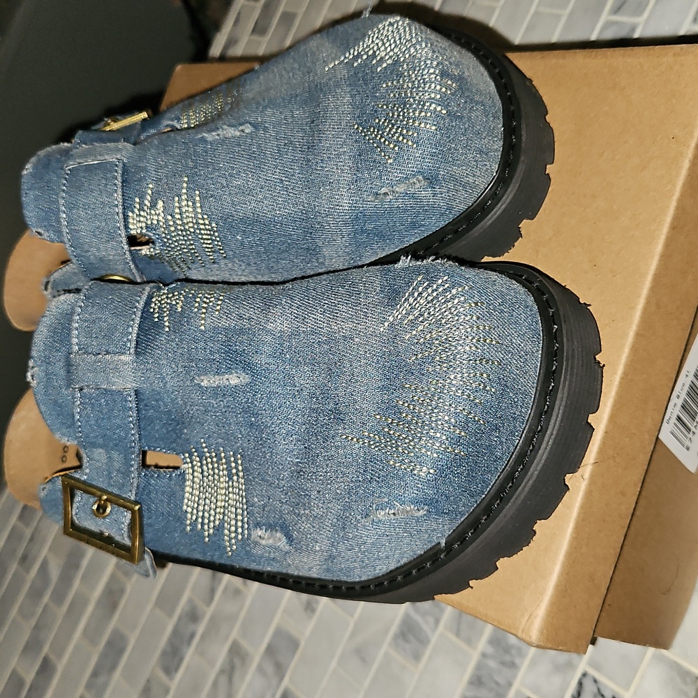 Birkenstock Style Blue Denim Clogs